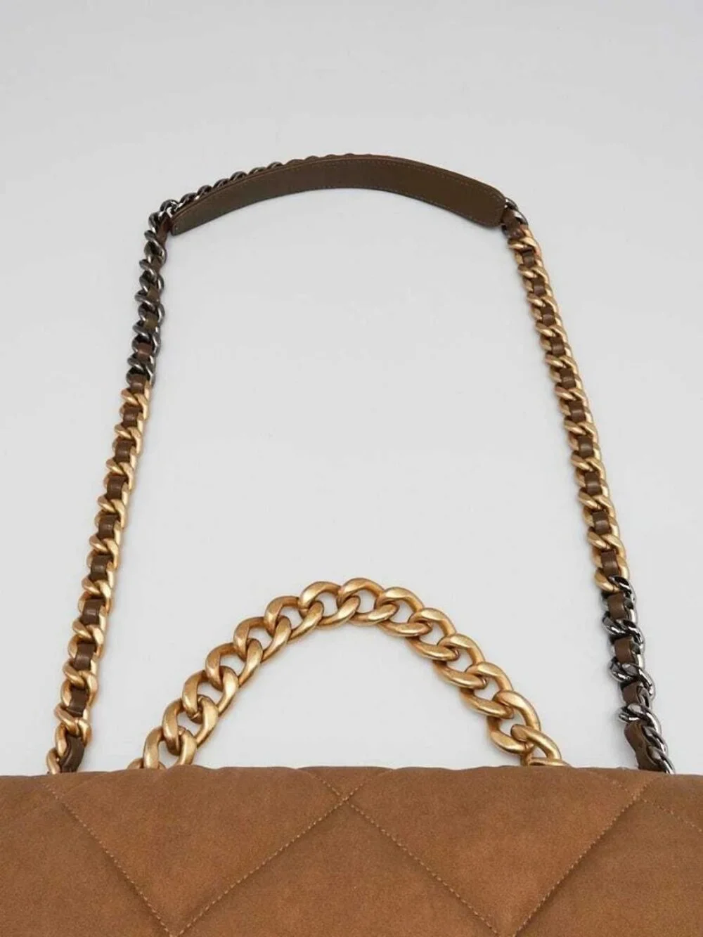 Chanel Brown Quilted Canvas Chanel 19 Large Flap Bag
